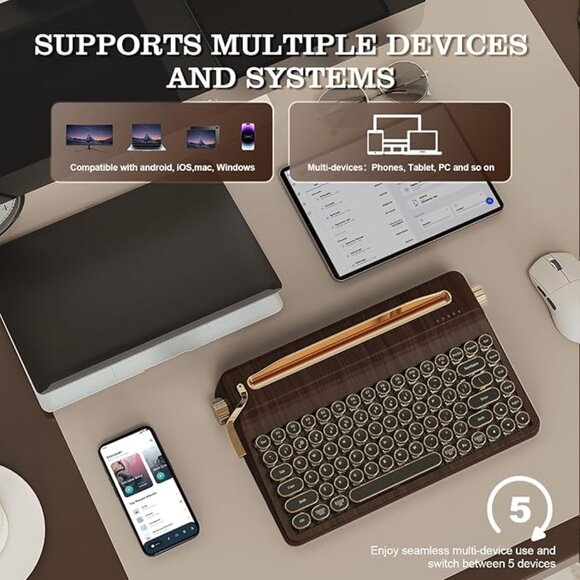 QL75 Wireless Typewriter Hot Swap Retro Mechanical Keyboard – New in Box - Picture 3 of 4